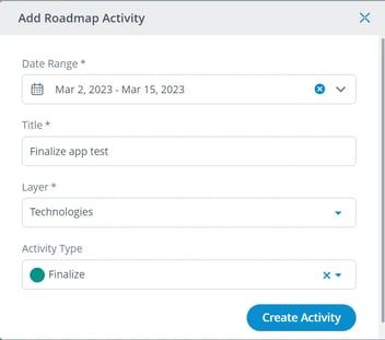 Add Roadmap Acitivity in ITONICS Roadmap