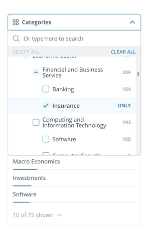 Startup scouting: choosing categories in ITONICS Insights