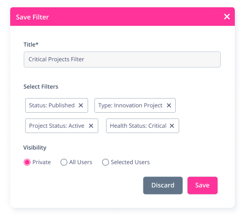 Save information in ITONICS