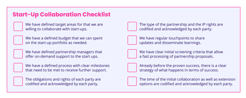 Checklist for startup collaboration