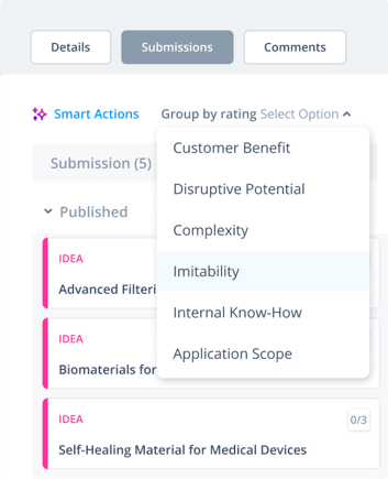 Board with idea submissions